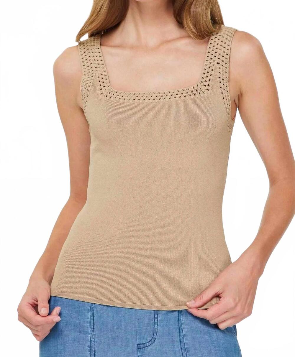 NEW NYLAND women's monet square neck sweater tank top in khaki